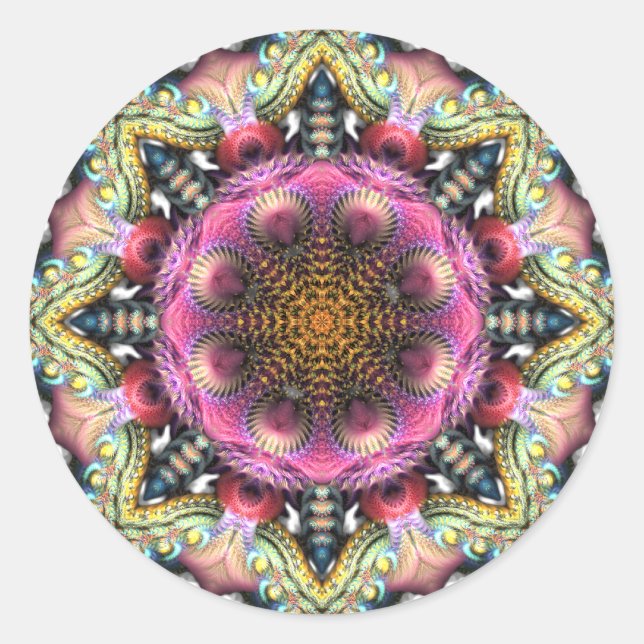 Geometrisches Fraktal Mandala Star Sticker (Vorderseite)