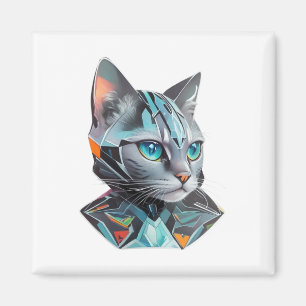 Geometrisches futuristisches Katzendesign Magnet