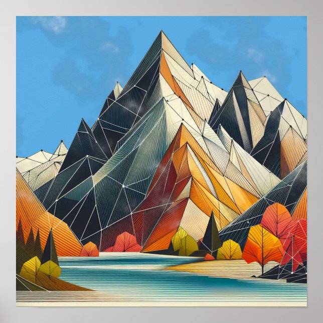 Geometrisches Gebirge Poster (Vorne)