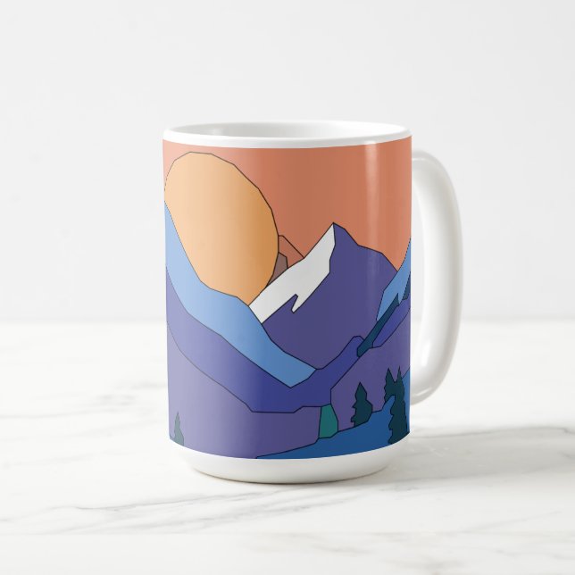 Geometrisches GebirgsSunset Kaffeetasse (VorderseiteRechts)