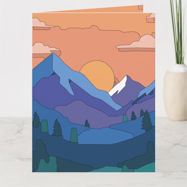 Geometrisches GebirgsSunset Karte (Vorderseite)
