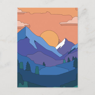 Geometrisches GebirgsSunset Postkarte