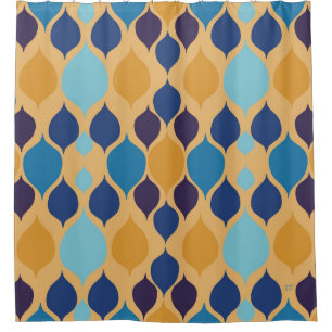 Geometrisches Gelb aus dem Mittelalter der 60er Ja Duschvorhang