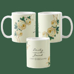 Geometrisches Gelbblütenblatt aus Gold Glitzer Kaffeetasse<br><div class="desc">Personalisieren Sie dies mit Ihren Namen. Floral Wedding Elegant Gold Glitzer Geometric Design verfügt über ein elegantes Imitat Gold Glitzer geometrische Rahmen Muster. Überlappen mit Aquarell-Rose und Grünpflanzen an zwei Ecken. Nette Gastgeschenke für den Empfang oder jede Veranstaltung.</div>