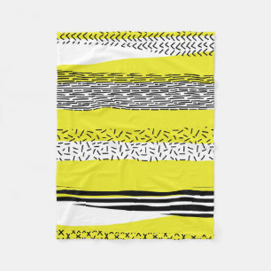 Geometrisches gelbes und schwarzes Mix Fleecedecke