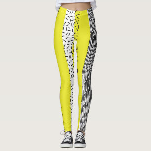 Geometrisches gelbes und schwarzes Mix Leggings