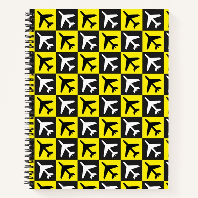 Geometrisches Gelbflugzeug Notizbuch (Vorderseite)