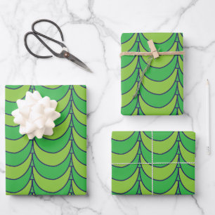 Geometrisches geometrisches Muster der grünen Hälf Geschenkpapier Set