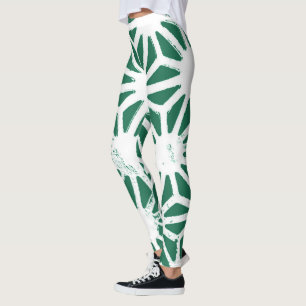 Geometrisches geometrisches Muster in grün und wei Leggings