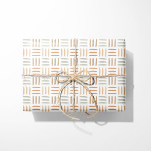 Geometrisches Geschenkpapier Neutral Boho Linien
