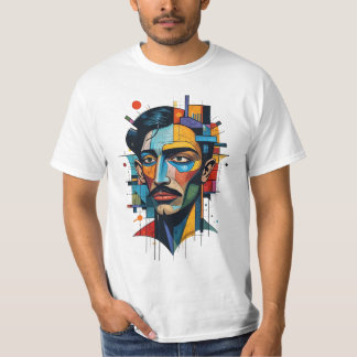 Geometrisches Gesichtsdesign T-Shirt