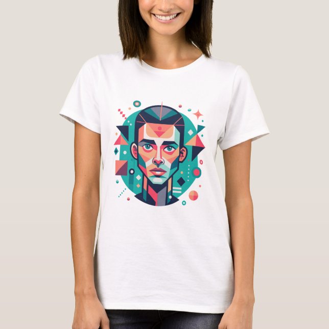Geometrisches Gesichtsportrait T-Shirt (Vorderseite)