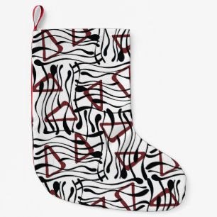 Geometrisches Gewebe: künstlerisches Musterdesign. Kleiner Weihnachtsstrumpf