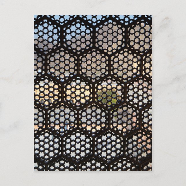 Geometrisches Gitterfenster, Indien Postkarte (Vorderseite)