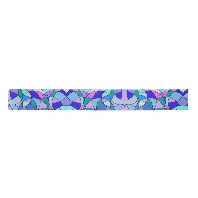 Geometrisches Glas Blau Satinband (Vorderseite)