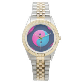 Geometrisches Gleichgewicht: Vibrant Yin Yang Patt Armbanduhr