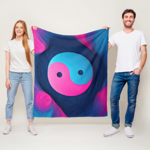 Geometrisches Gleichgewicht: Vibrant Yin Yang Patt Fleecedecke