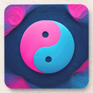 Geometrisches Gleichgewicht: Vibrant Yin Yang Patt Getränkeuntersetzer