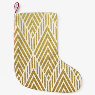 Geometrisches gold glänzendes nahtloses Muster Kleiner Weihnachtsstrumpf