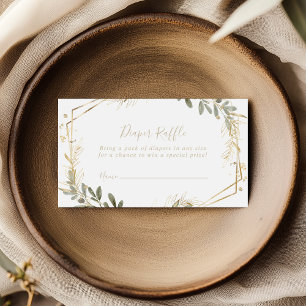 Geometrisches Gold Greenery Fall Diaper Raffle Tic Begleitkarte