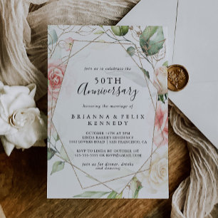 Geometrisches Gold Grün 50. Hochzeitstag Einladung