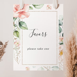 Geometrisches Gold Grünes Blattwerk Florales Favor Poster