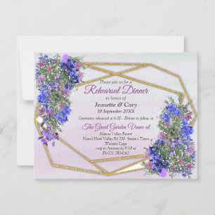 Geometrisches Gold & Lavender FlowersThema Einladung