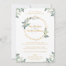 Geometrisches Gold Leaf Hochzeitseinladung