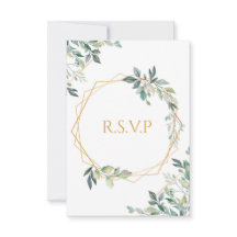 Geometrisches Gold Leaf Wedding RSVP Card
