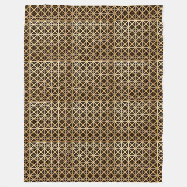 Geometrisches Gold-Panel Fleecedecke (Vorderseite)