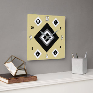 Geometrisches Gold Quadratische Wanduhr