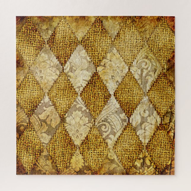 Geometrisches Gold: Retro-Muster-Eleganz. Puzzle (Vertikal)
