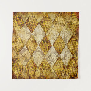 Geometrisches Gold: Retro-Muster-Eleganz. Wandteppich