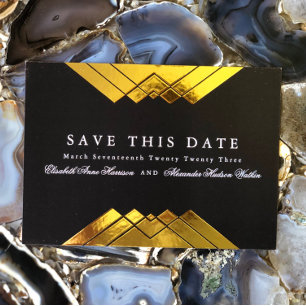 Geometrisches Gold Save the Date Folieneinladung