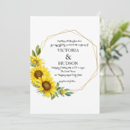 Geometrisches Gold-Sonnenblumen-Rahmen Einladung