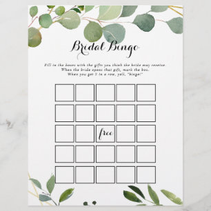 Geometrisches Gold Tropical Green Bridal Bingo Gam