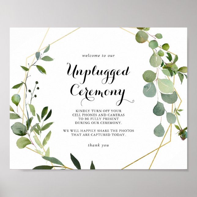 Geometrisches Gold Tropical Unplugony Zeremony Sig Poster (Vorne)