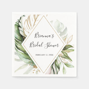 Geometrisches Gold tropischer Vegetation Brautpart Serviette