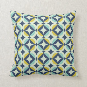 Geometrisches Gold u. blaues Muster Kissen