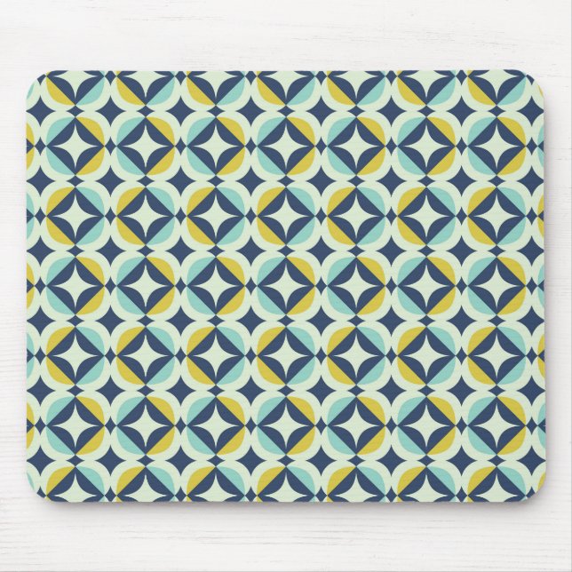 Geometrisches Gold u. blaues Muster Mousepad (Vorne)