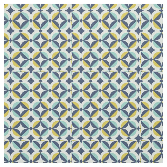 Geometrisches Gold u. blaues Muster Stoff (Muster)