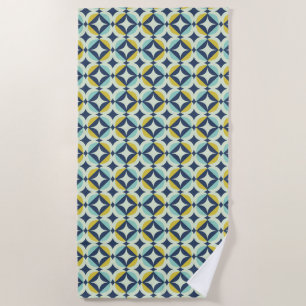 Geometrisches Gold u. blaues Muster Strandtuch