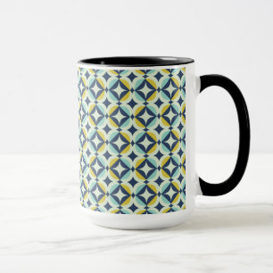 Geometrisches Gold u. blaues Muster Tasse