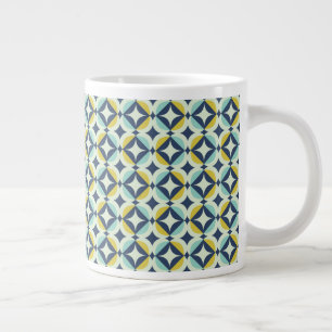 Geometrisches Gold- und Blau-Muster Jumbo-Tasse