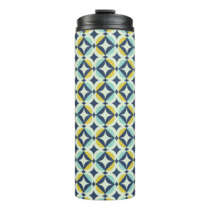 Geometrisches Gold- und Blau-Muster Thermosbecher