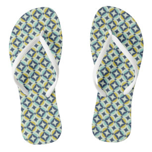Geometrisches Gold- und Blaumuster Flip Flops