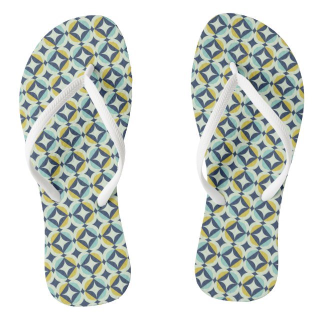 Geometrisches Gold- und Blaumuster Flip Flops (Fußbett)