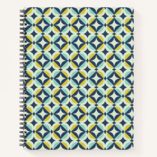Geometrisches Gold- und Blaumuster Notizbuch