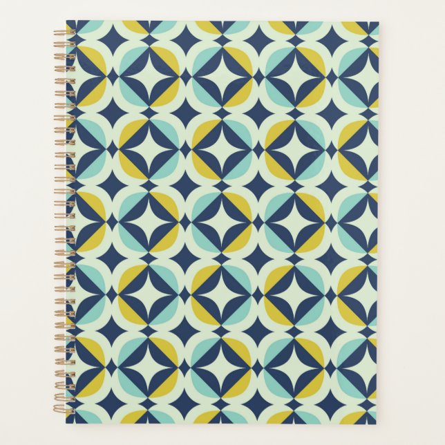 Geometrisches Gold- und Blaumuster Planer (Vorderseite)