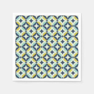 Geometrisches Gold- und Blaumuster Serviette